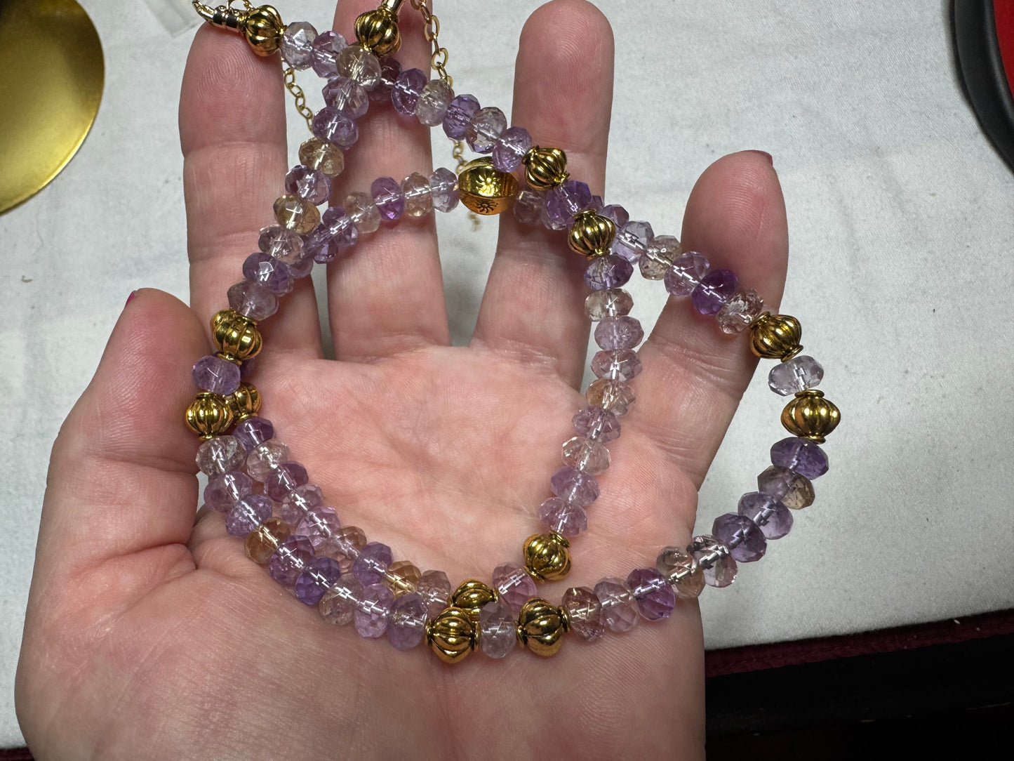 Ametrine and Brass Candy Necklace