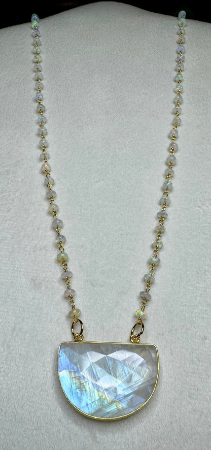 Half Moon Necklace with Ethiopian Opal Candy