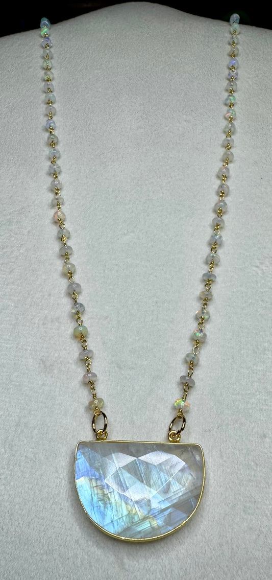 Half Moon Necklace with Ethiopian Opal Candy