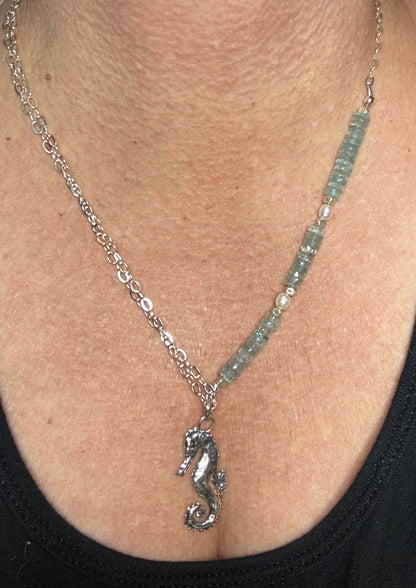 Seahorse Aquamarine Candy Necklace