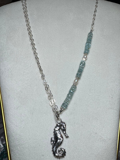 Seahorse Aquamarine Candy Necklace