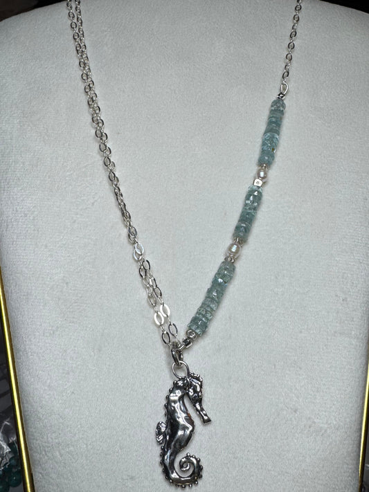 Seahorse Aquamarine Candy Necklace