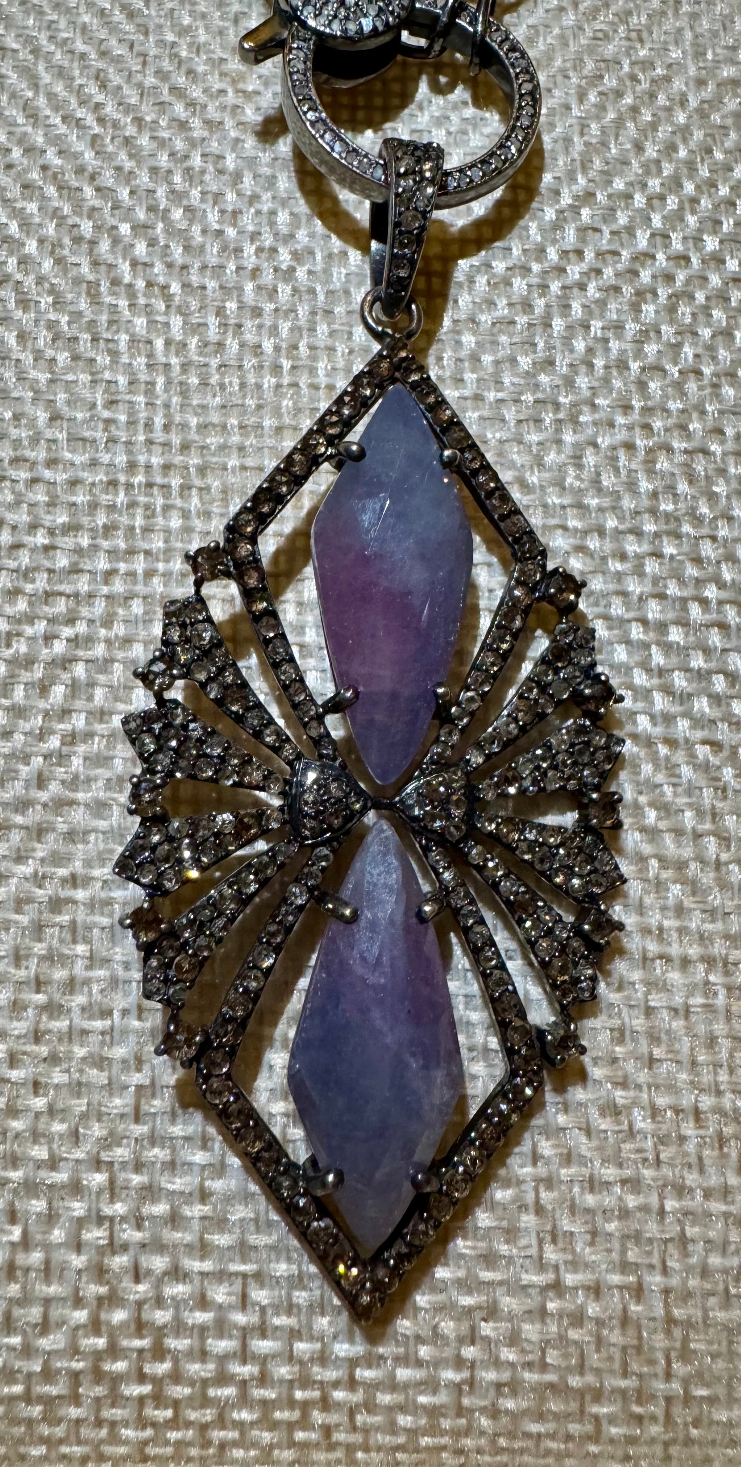 Purple Sapphire & Diamond Candy Marquise Pendant - bcg Black Label