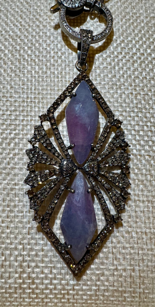 Purple Sapphire & Diamond Candy Marquise Pendant - bcg Black Label
