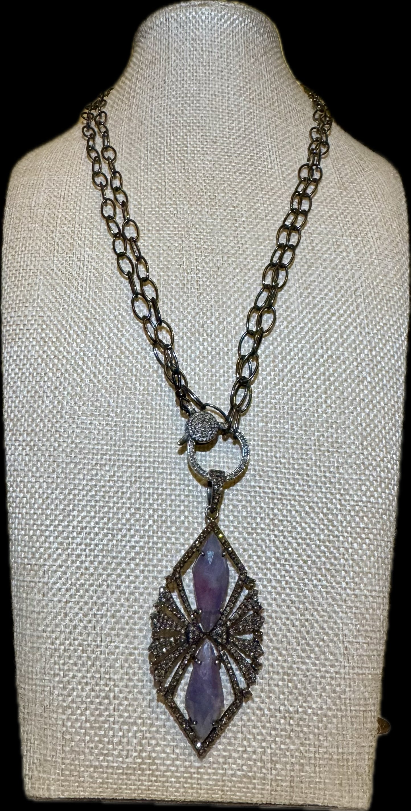 Purple Sapphire & Diamond Candy Marquise Pendant - bcg Black Label