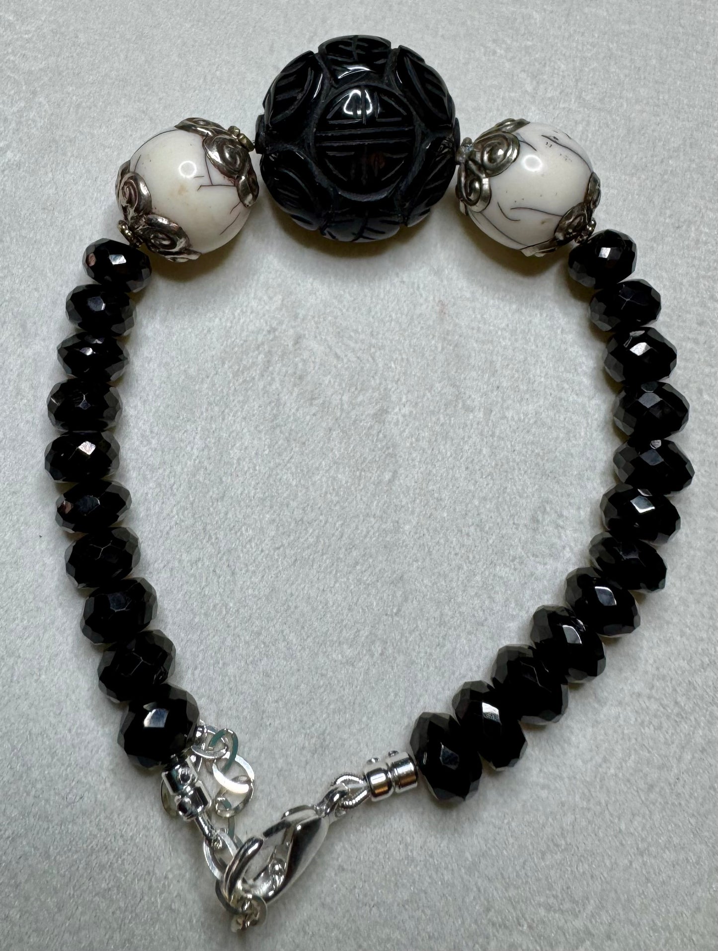 Carved Black Aggie Bracelet