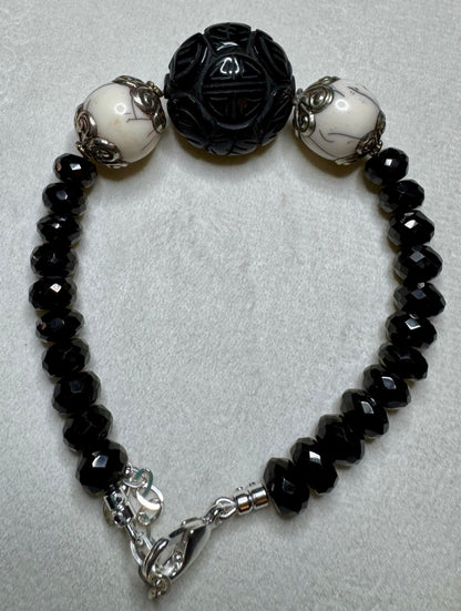 Carved Black Aggie Bracelet