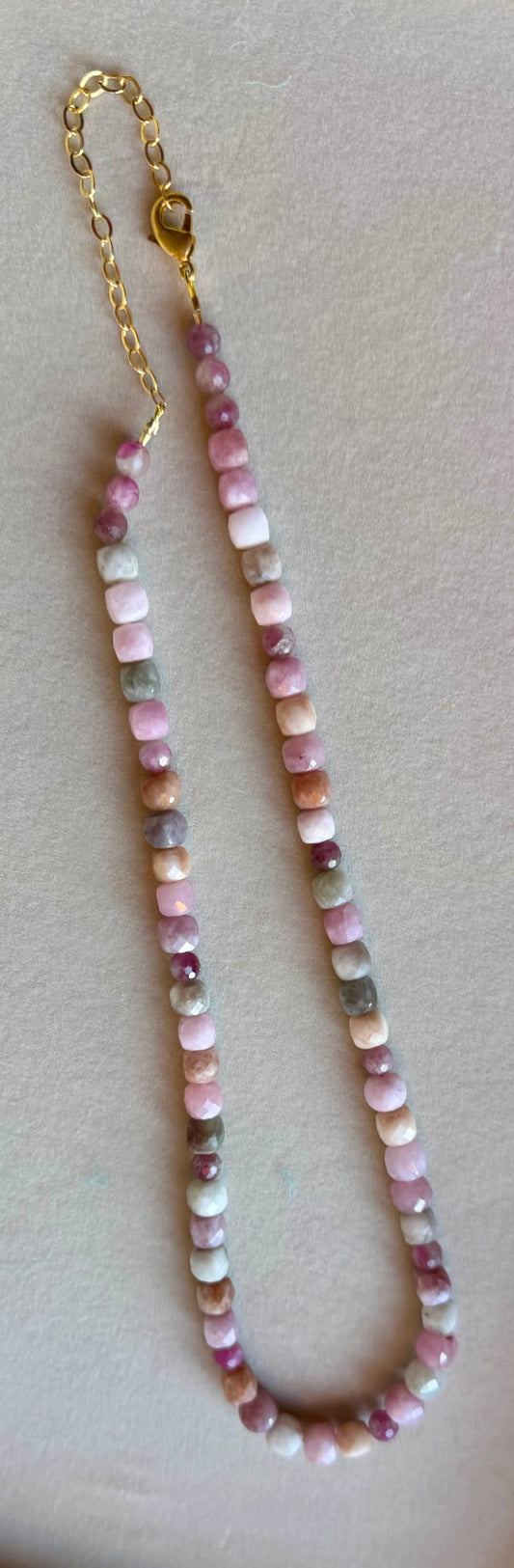 Morganite and Tourmaline Candy Necklace