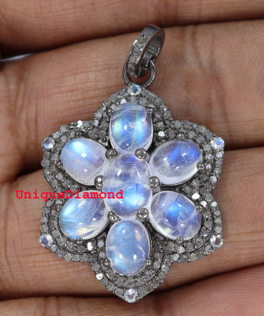 Double Diamond Moonstone Pendant