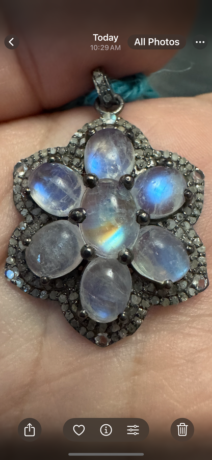 Double Diamond Moonstone Pendant