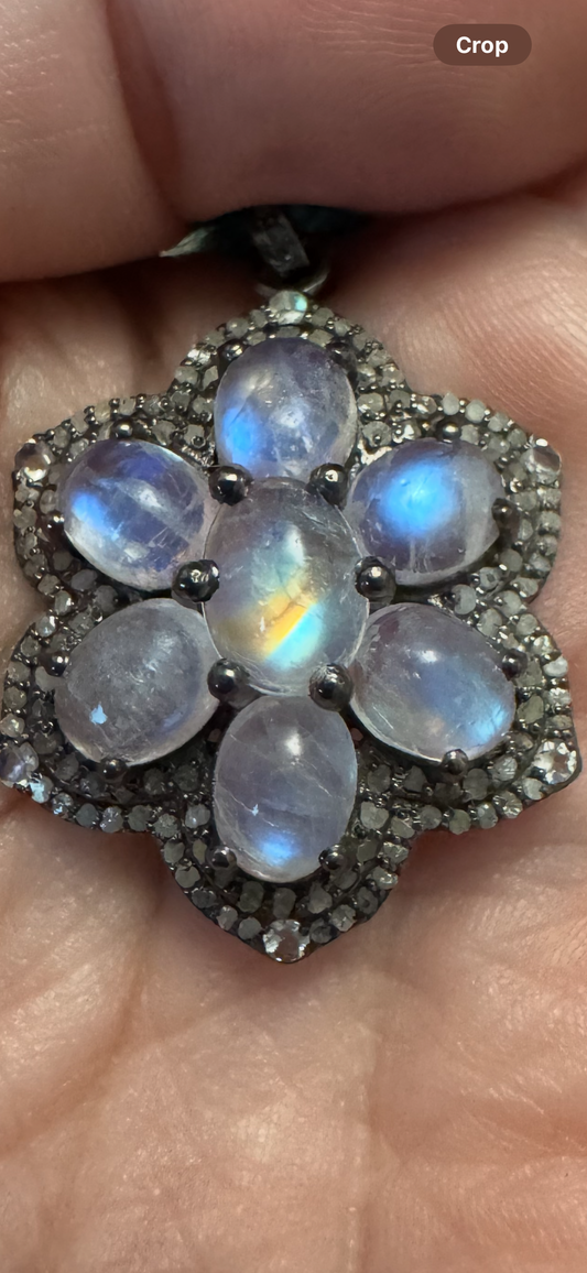 Double Diamond Moonstone Pendant