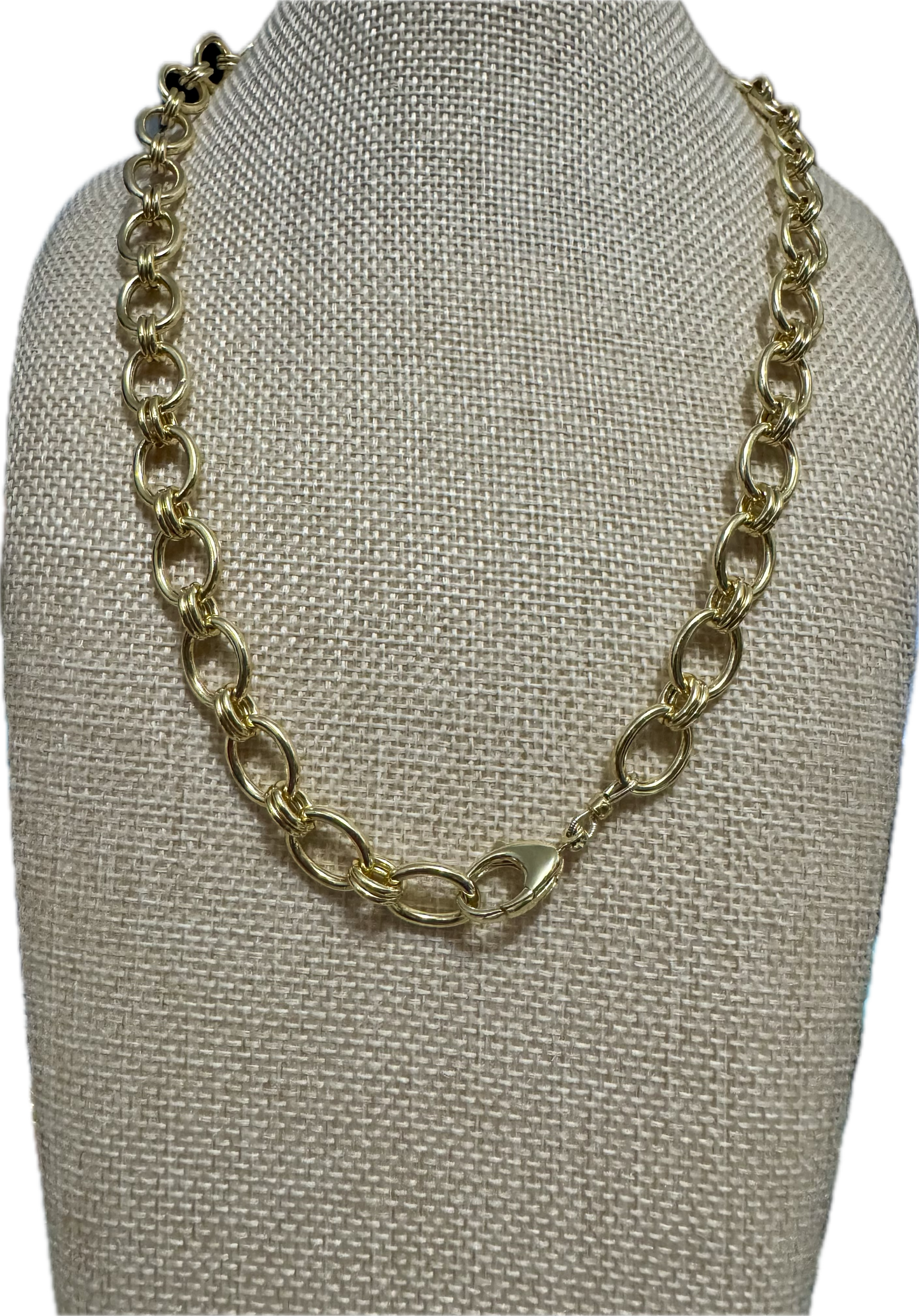 Jane Large Double Rolo Oval Gold Necklace