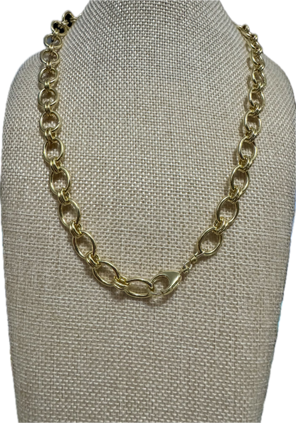 Jane Large Double Rolo Oval Gold Necklace