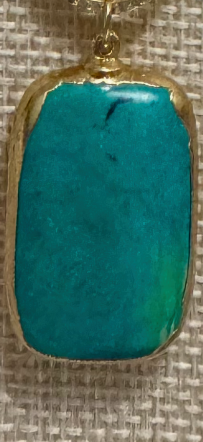 Jane Small Oval Horseshoe Necklace with Turquoise Pendant