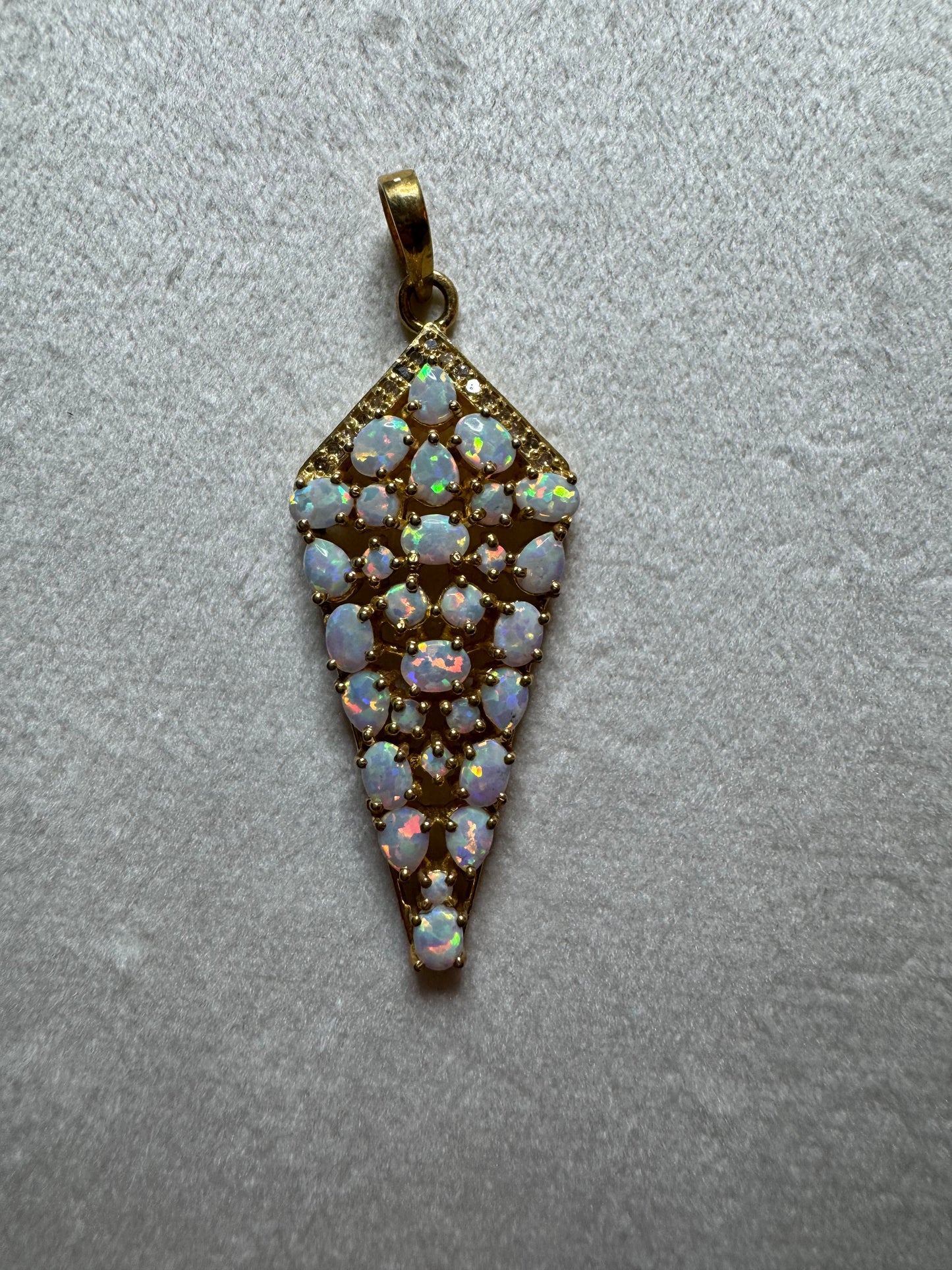 Opal and Diamond Shield Pendant