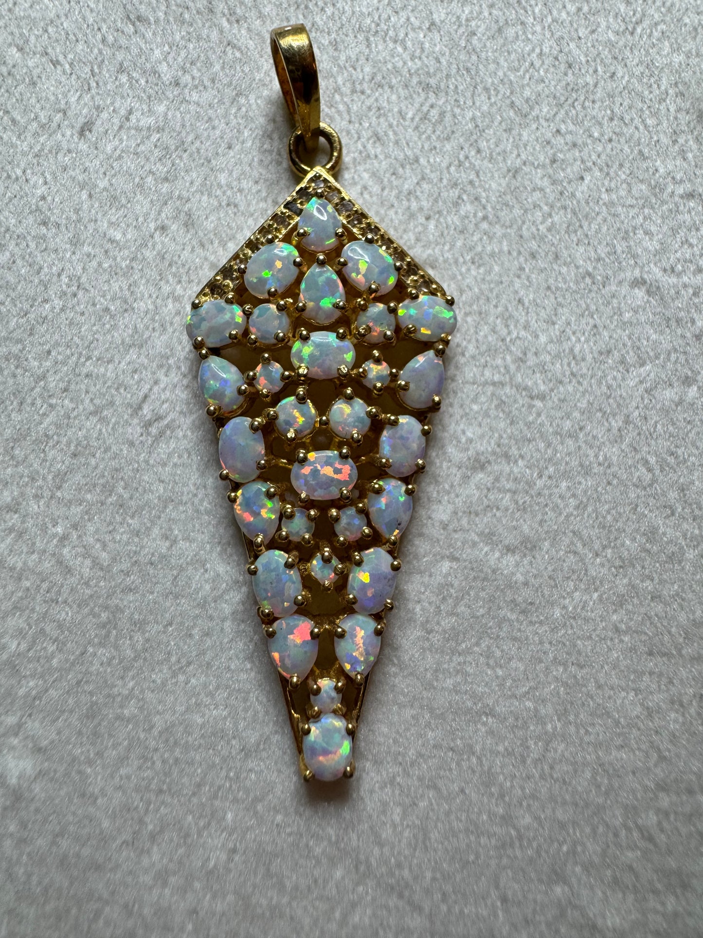 Opal and Diamond Shield Pendant