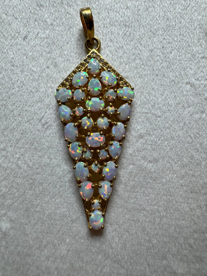 Opal and Diamond Shield Pendant