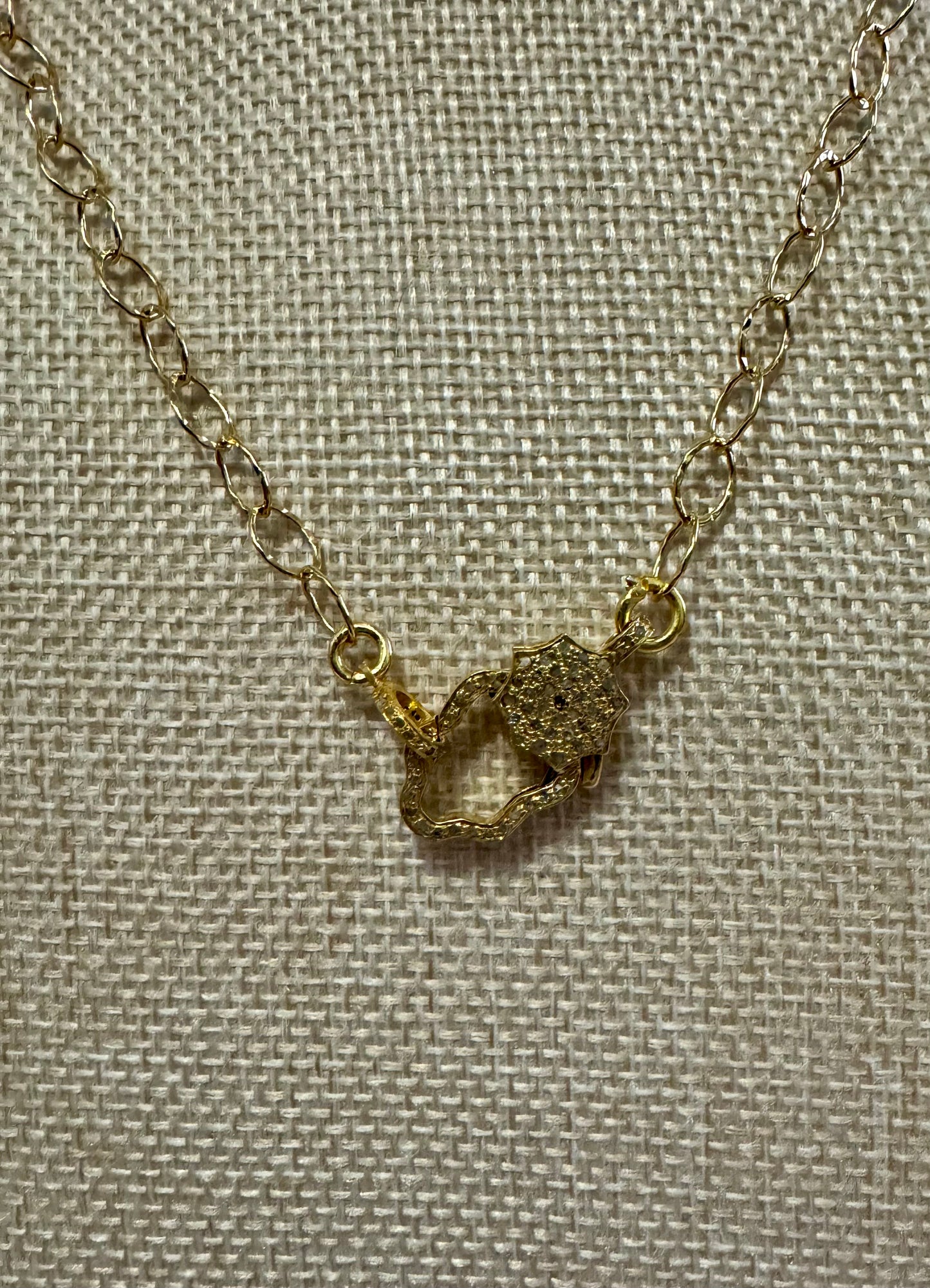 Gold Filled Oval Chain With Diamond Lobster Clasp