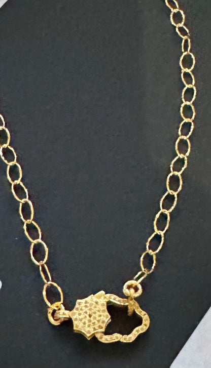 Gold Filled Oval Chain With Diamond Lobster Clasp