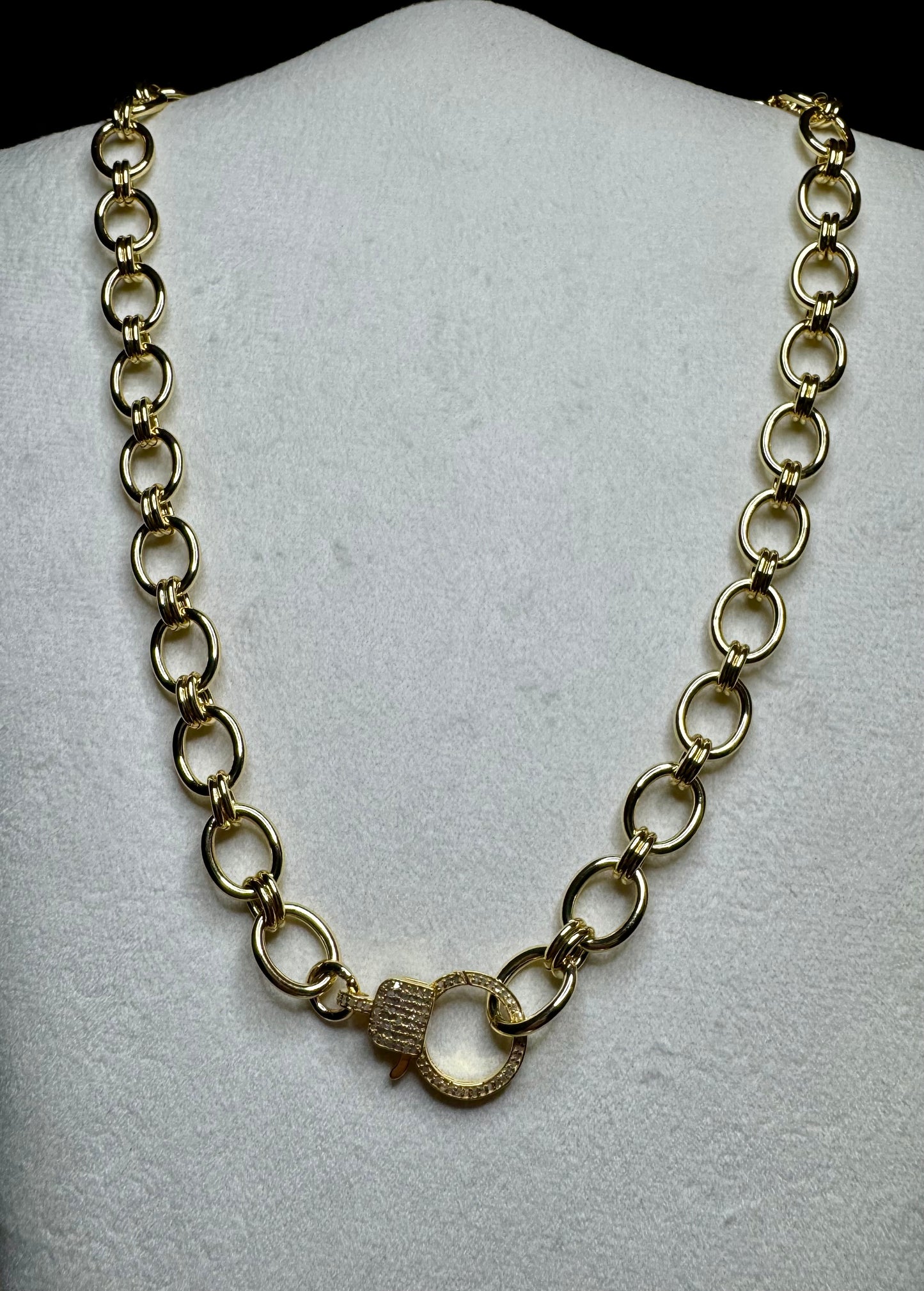Jane Large Double Rolo Oval Gold Necklace