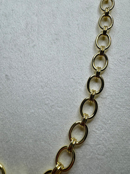 Jane Large Double Rolo Oval Gold Necklace