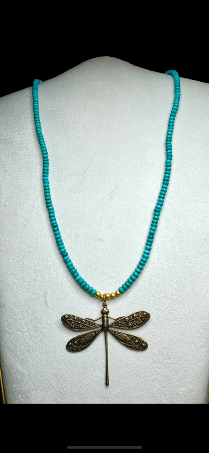 Dragonfly's Turquoise Flight Candy Necklace