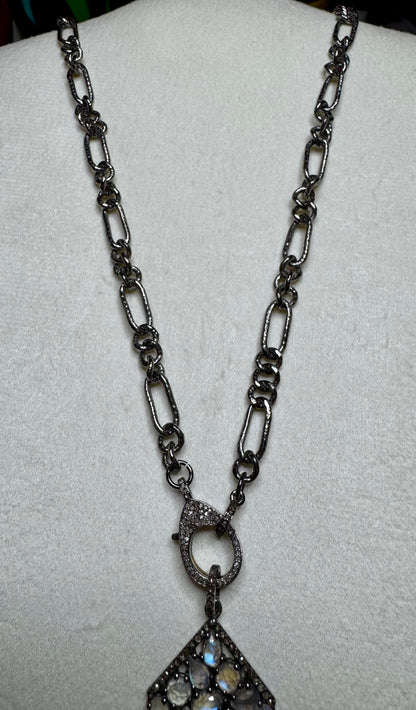 Bessie Gunmetal Oval Chain Necklace