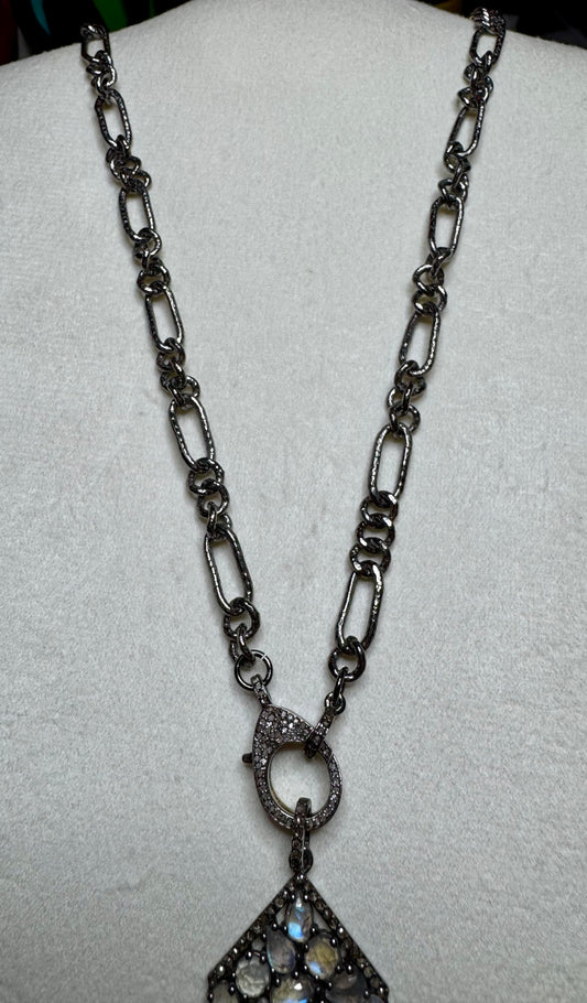 Bessie Gunmetal Oval Chain Necklace