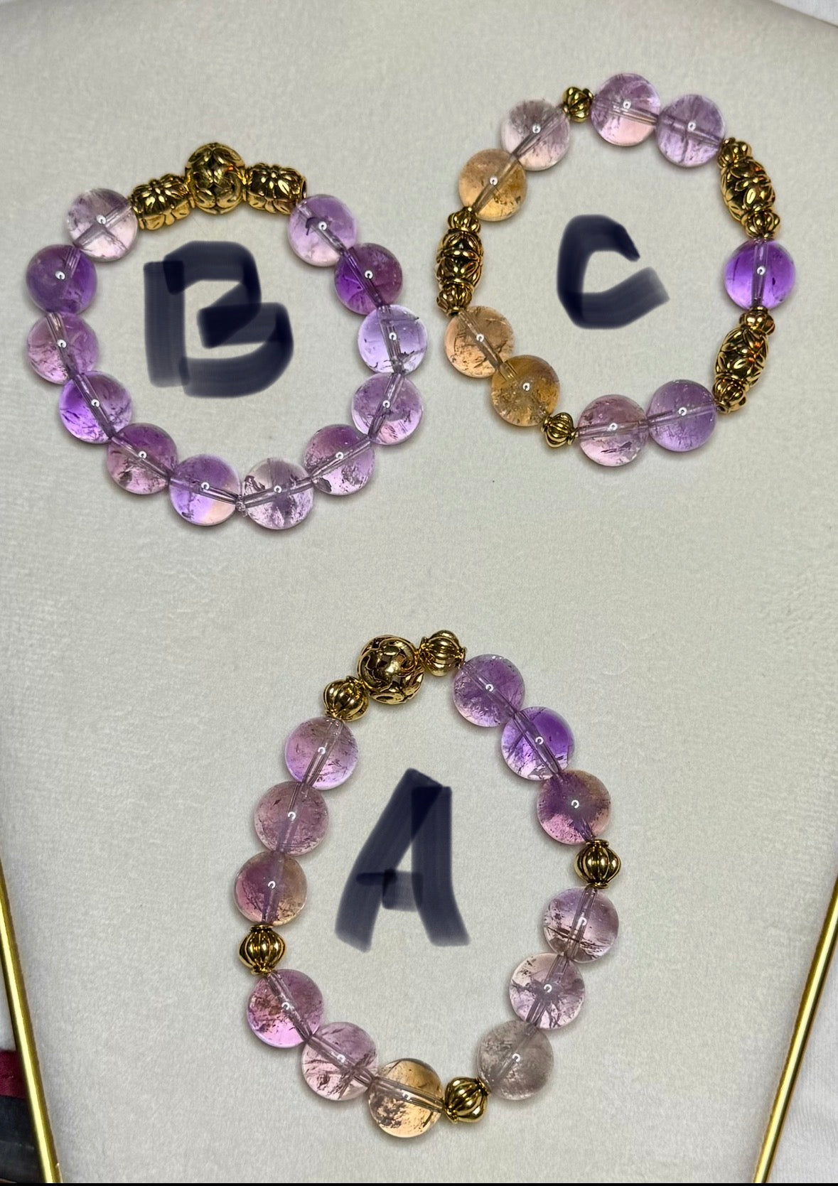 Ametrine and Brass Candy Bracelets
