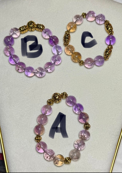 Ametrine and Brass Candy Bracelets