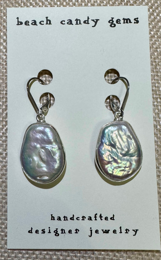 Coin Pearl Candy Earring with Sterling Silver  Lever Back