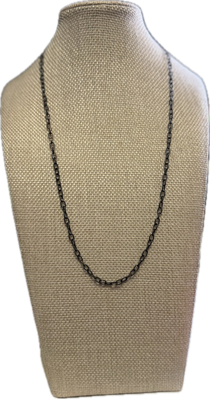 Dark Oxidized Sterling Silver Chain with Diamond Clasp