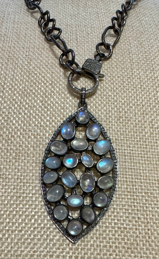 Marquise Moonstone Diamond Candy Pendant
