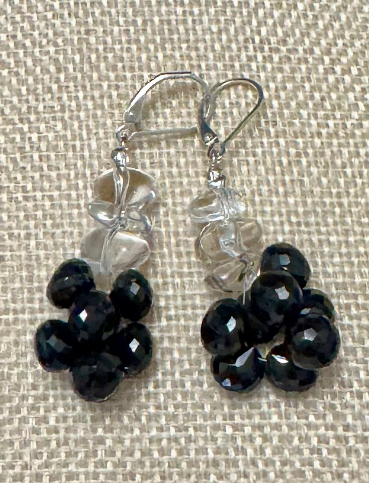 Black Spinel Crystal Quartz Candy Earrings