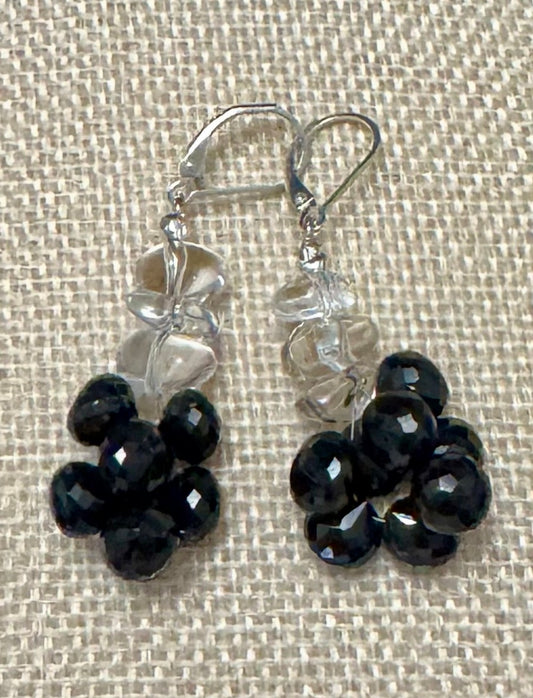 Black Spinel Crystal Quartz Candy Earrings