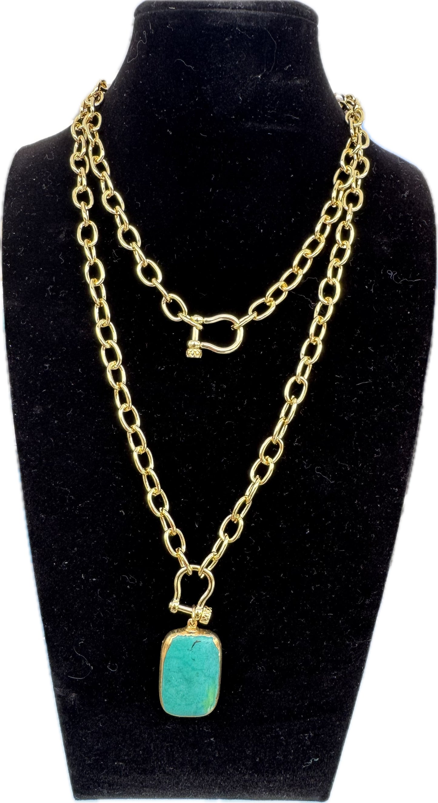 Jane Small Oval Horseshoe Necklace with Turquoise Pendant