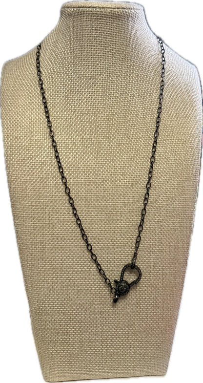 Dark Oxidized Sterling Silver Chain with Diamond Clasp